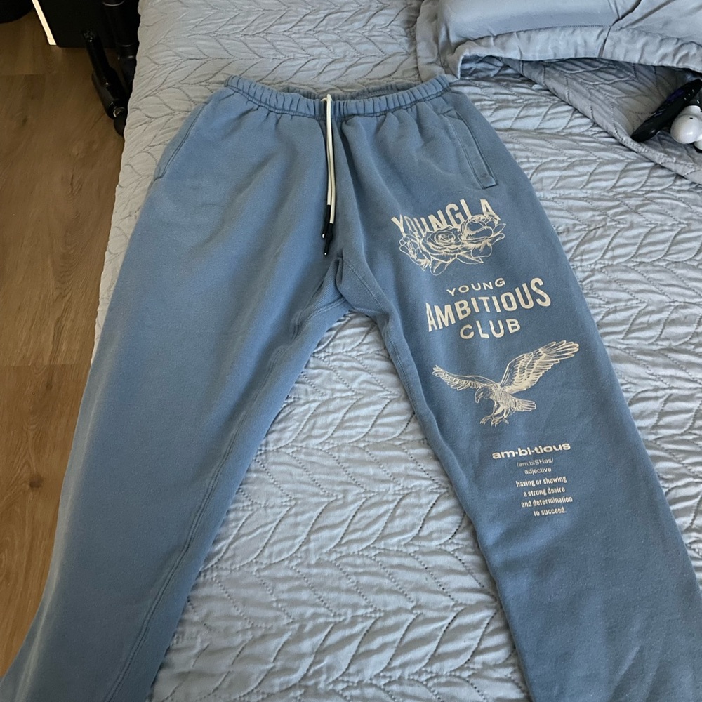 YoungLA Blue Joggers with Graphic Print